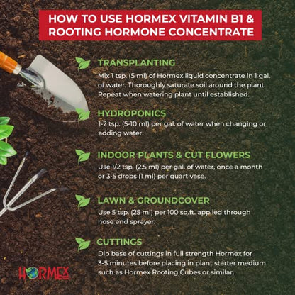 Hormex Liquid Rooting Hormone Concentrate & Root Stimulator with B1, 8 oz