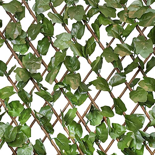 Verseo Artificial Ivy Privacy Fencing System, Faux Ivy Vine & Willow Branch Lattice, Adjustable Ivy Wall Privacy Screen, Expandable Horizontal or Vertical up to 96" (Set of 2, for 192" of Coverage) - size: 2 Pieces