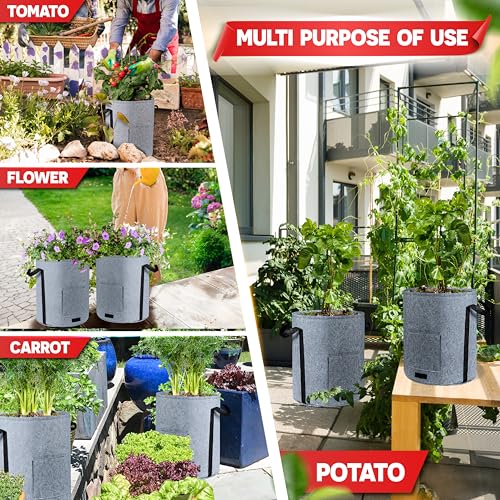 4PCS 15-Gallon Potato Grow Bag-Harvest & Visible Window Garden Planting Bag
