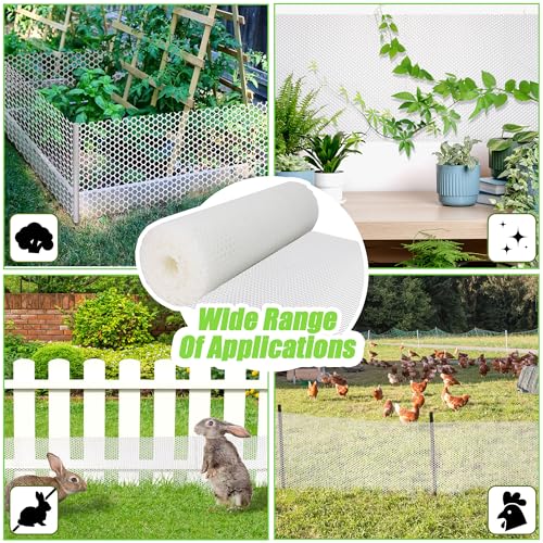 Plastic Chicken Wire Mesh,16in x 40FT White Plastic Netting Fence - color: White-16IN×40FT