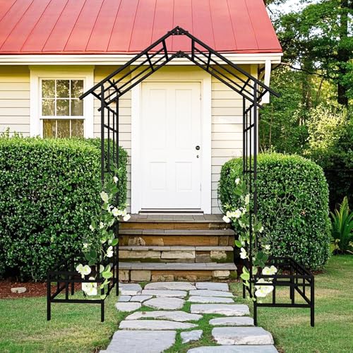 Black Heavy‑Duty Rustproof Galvanized Steel Garden Arch with Planters