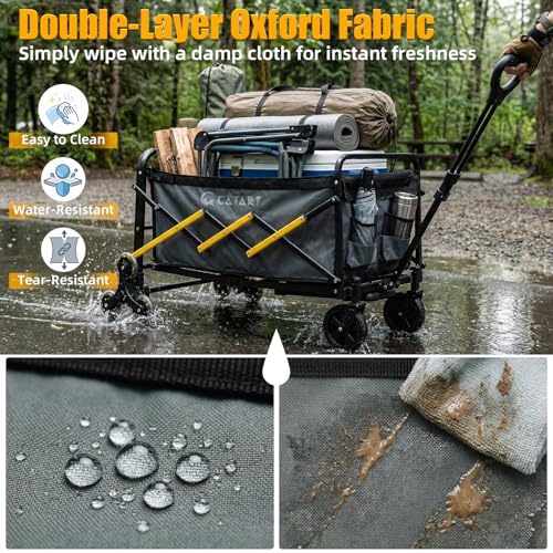 Folding Utility Cart with Triangular Wheels, 2 in 1 Collapsible Wagon for Stairs, Multi-Scene Stair Climbing Wagon, Lightweight Hand Truck with Telescoping Handle for Grocery, Laundry, Moving, Office