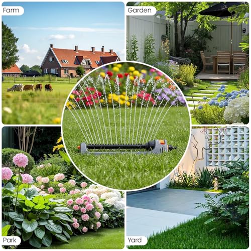 Oscillating Lawn Sprinkler for Yard & Garden - Heavy Duty Water Sprinkler with Weighted Base, Covers up to 3,200 sq. ft., Model QK 95323