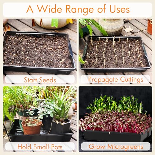Gardzen 10 Pack Seed Trays Reusable Plant Grow Trays No Drain Holes - size: 15.7L x 11.6W x 2.4H