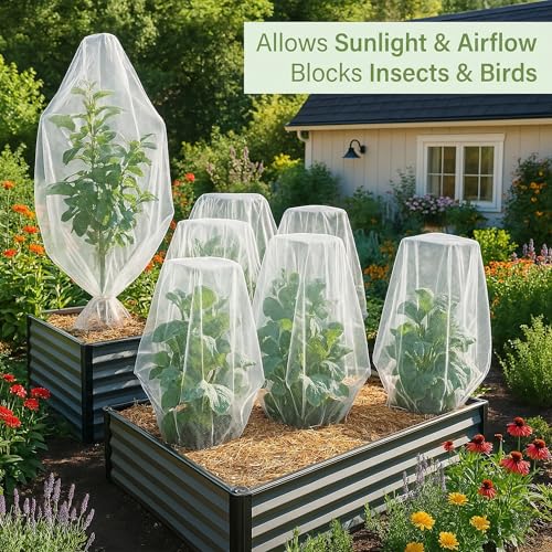 Fruit Tree Protection Bags 4x4.5 FT | Pack of 4 Garden & Insect Netting - size: 4.0 x 4.5 FT