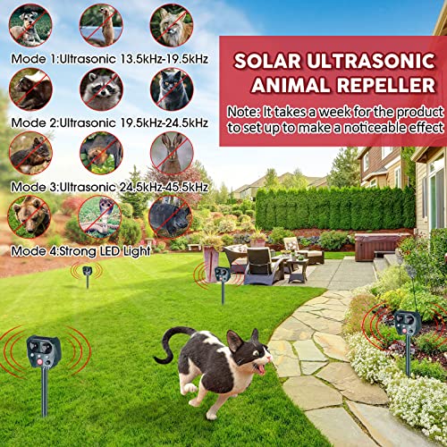 4 Pack 2026 Solar Ultrasonic Animal Repellent for Cat Deer Squirrel