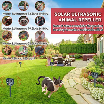 4 Pack 2026 Solar Ultrasonic Animal Repellent for Cat Deer Squirrel