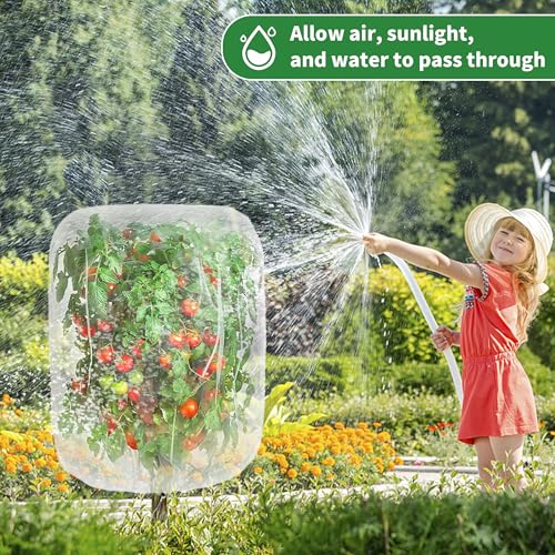 afzdby Garden Mesh Netting with Drawstring,Plants Cover Protection from Anti Birds,Bugs,Cicadas,and Insects-Pest Barrier Bag for Blueberry Bushes,Citrus,Tomatoes,Vegetables,Fruit Tree and Orange - size: 3.94×4.92FT
