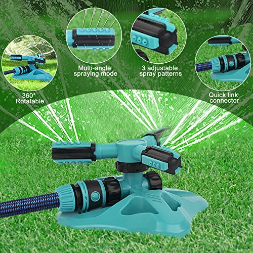 Lawn Sprinklerfor Yard,Upgrade Garden Sprinkler Automatic 360 Degree Rotating Irrigation Grass Water Sprinkler System, Built in 36 Units Angle Spray Nozzles-1Pack(Blue) - color: Blue