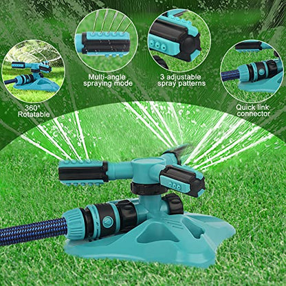Lawn Sprinklerfor Yard,Upgrade Garden Sprinkler Automatic 360 Degree Rotating Irrigation Grass Water Sprinkler System, Built in 36 Units Angle Spray Nozzles-1Pack(Blue) - color: Blue