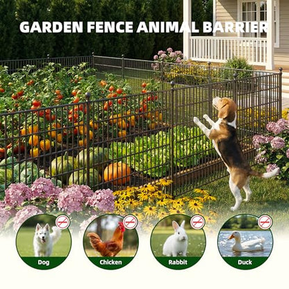 10 Panel No Dig Decorative Garden with Gate 32" H x 24.2'L - size: 32 in(H)×29in(L)