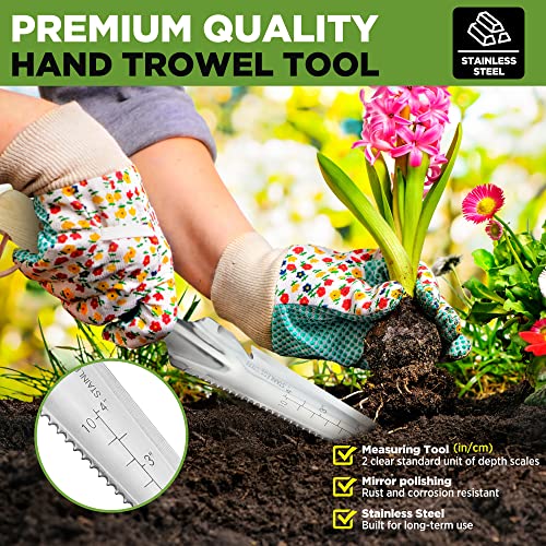 WORKPRO Hand Weeder Puller, 5-in-1 Garden Trowel with Wooden Handle