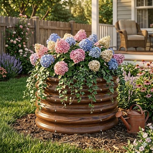 SnugNiture 2×2×1.5 FT 2 PCS Round Raised Garden Bed Outdoor,Brown - color: Brown, size: 2×2×1.5ft(2 Pack)