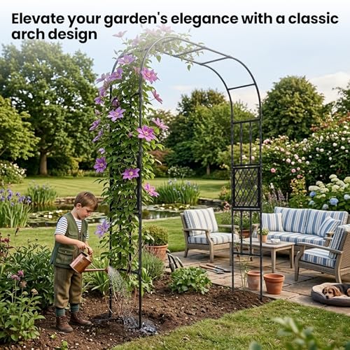 Heavy Duty Garden Arch Trellis,70.9 x 98.4 in, with Lattice - size: 70.9 x 98.4 x 15.4 Inch