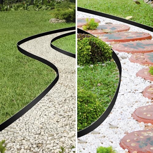 JERIA 2 Inch Tall 33 FT Garden Edging Kit with 45pcs Spikes, Plastic Edging for Landscaping - size: 2IN x 33FT