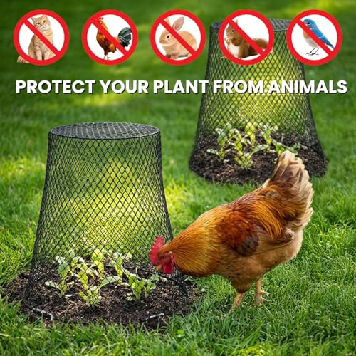 SOUJOY 15 Pcs 12 Inch Large Chicken Wire Cloche Plant Protector Cover, Heavy Duty Metal Garden Plant Protector from Animals, Plant Cages for Keeping Bunnies, Chickens, Squirrels, Birds Other Out