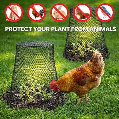 SOUJOY 15 Pcs 12 Inch Large Chicken Wire Cloche Plant Protector Cover, Heavy Duty Metal Garden Plant Protector from Animals, Plant Cages for Keeping Bunnies, Chickens, Squirrels, Birds Other Out