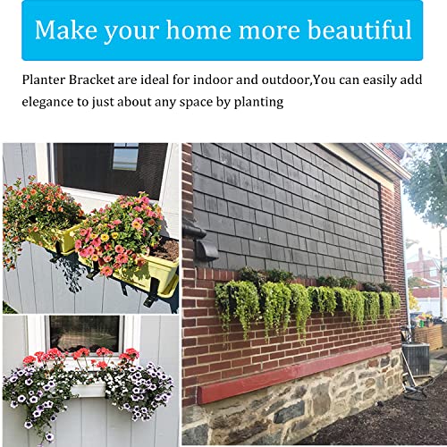 Flower Window Box Bracket Adjustable Planter Box Bracket 4 Pack,Heavy Duty Wall Mount Flower Box Holder for Planter Box Depth (Front to Back) 6 to 12 Inches, Black