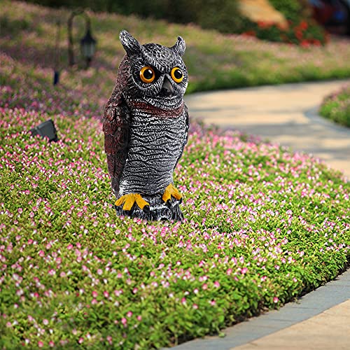 Hausse Fake Owl Decoy Bird Scarecrow Sculpture, 13.6 Inch Plastic Horned Owl Bird Deterrents, Garden Protectors, Nature Enemy Pest Repellent for Outdoor Garden Yard - size: 1 Pack, 13.6 Inch