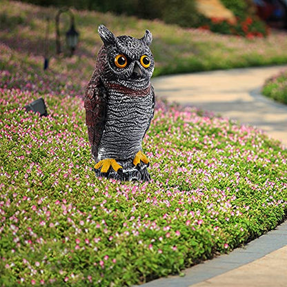 Hausse Fake Owl Decoy Bird Scarecrow Sculpture, 13.6 Inch Plastic Horned Owl Bird Deterrents, Garden Protectors, Nature Enemy Pest Repellent for Outdoor Garden Yard - size: 1 Pack, 13.6 Inch