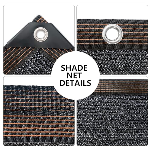 Shade-Cloth 85-90% for Garden Plants 6x12 FT, Black Sun-Block Shade Cover Mesh Tarp with Grommets Sun Shade Canopy for Outdoor Pergola Patio Flower Lawn Kennel Chicken Coop - size: 6x12 FT