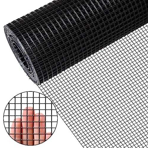 Zevemomo 24" x 50' 1/4inch Hardware Cloth, Black Vinyl Coated Chicken Wire Fence Galvanized Welded Mesh Roll for Home Garden Rabbit Cage - size: 24" x 50' 1/4inch