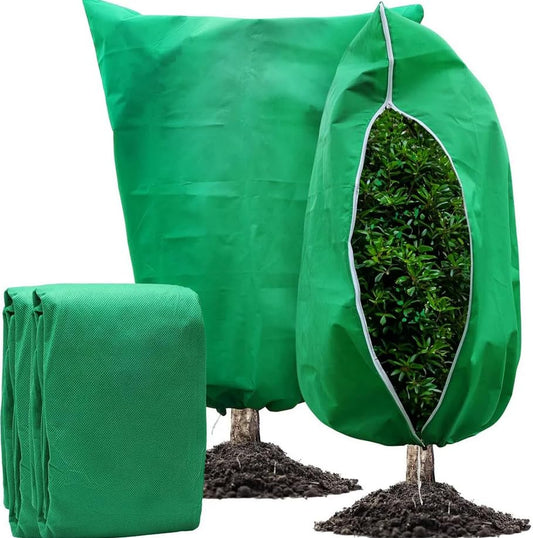 BADASS SHARKS Plant Frost Protection Covers Reusable Breathable Freeze Blankets with Zipper Drawstring for Winter Plant, Tree, Shrub, and Garden Protection - size: 31.5*39.4in-2PCS