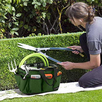 Housolution 14 Inch Gardening Tote Bag, Garden Tool Storage Bag, Dark Green - color: Dark Green, size: 14 Inch