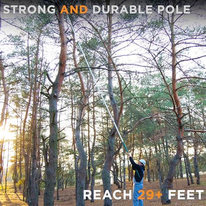 StartPro 29ft Reach Tree Pruning Saw, Telescopic Manual Lightweight Extendable 23ft Pole Saw with Sharp Carbon-Enriched Blade for Pruner for Yard, Garden, Patio & Forestry Use - size: 23ft