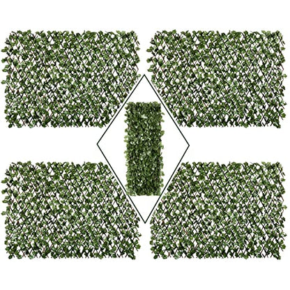DOEWORKS Expandable Faux Ivy Trellis Fence, Patio Privacy Screen, 4 Pack - color: Green, size: 16 x 45 in, 4 Panel