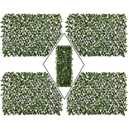 DOEWORKS Expandable Faux Ivy Trellis Fence, Patio Privacy Screen, 4 Pack - color: Green, size: 16 x 45 in, 4 Panel