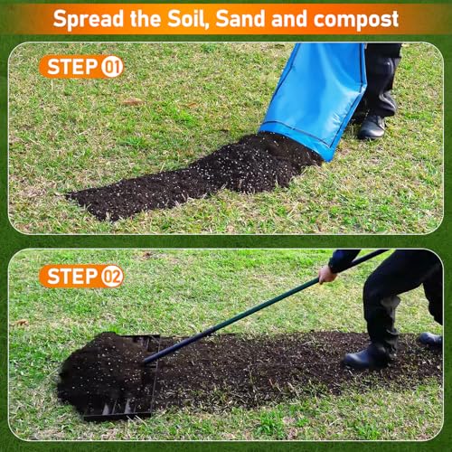 Lawn Leveling Rake, 30"x10" Leveler with 78" Adjustable Handle - color: Light Green