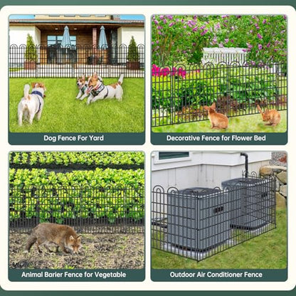 15 Panels Tall Garden Animal Barrier Fence with Gate, 33 in(H) X 36.8 ft(L) No Dig Decorative Garden Fence Outdoor for Yard, Heavy Duty Rustproof Metal Edging Border for Dog, Rabbits