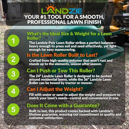 Landzie - Lawn Roller 36 Inch, Water Filled Poly Sod Roller - size: 36 Inches