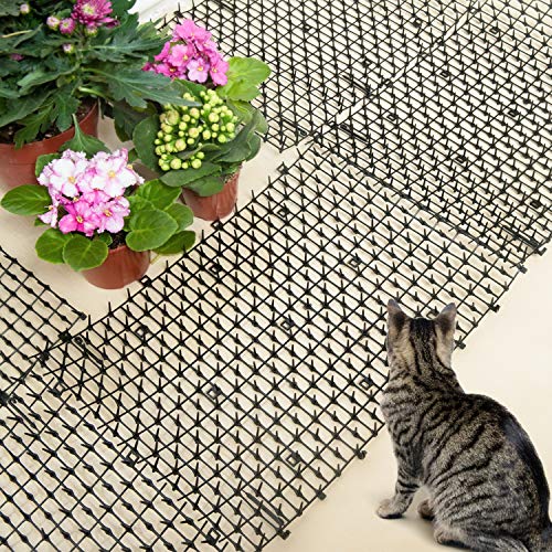 Pomeat 10 PCS Scat Mat for Cats Indoor 16" x 12" with Spikes Sprickle, Digging Deterrent for Dogs, Outdoor for Garden and Fence with 7 Staples