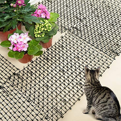 Pomeat 10 PCS Scat Mat for Cats Indoor 16" x 12" with Spikes Sprickle, Digging Deterrent for Dogs, Outdoor for Garden and Fence with 7 Staples