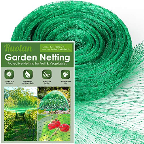 Ruolan Bird Netting for Garden Protect Vegetable Plants and Fruit Trees13X20Ft,Plastic Trellis Netting for Birds, Deer,Squirrels and Other Animals - size: 13X20