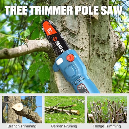 SENIX 8A Corded Electric Pole Saw | 8-Inch Cutting Bar & 14.8ft Max Reach Telescoping Pole, Lightweight Branch Cutter for Effortless Tree Trimming and Pruning - style: 8A Electric Saw