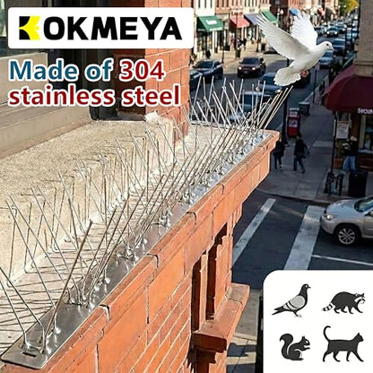 Bird Spikes 16.4FT, 304 Stainless Steel Bird Deterrents Spikes for Outside to Keep Birds Away Bird Scare Devices Outdoor 20Pcs - size: 16.4Feet