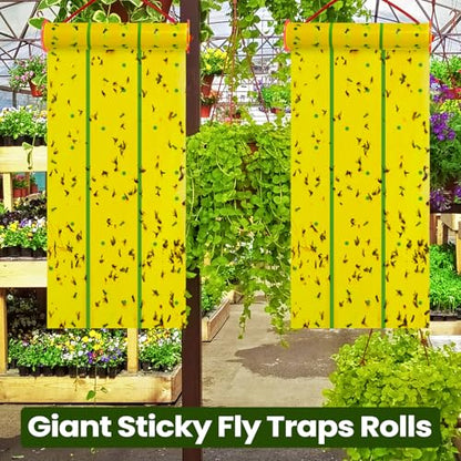 Qualirey 5 Pcs Giant Flypaper Fly Traps, 295ft Sticky Yellow