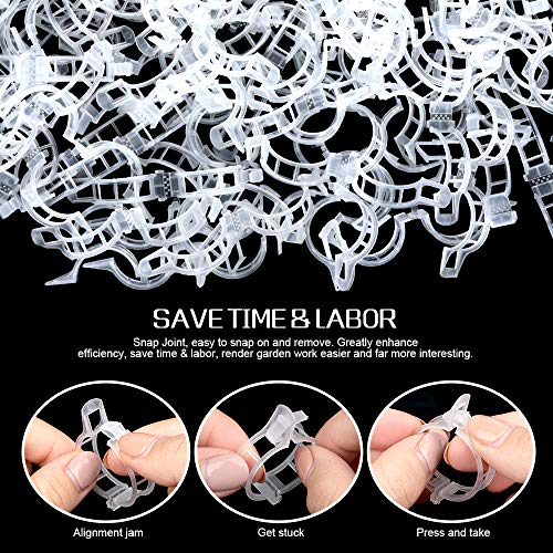 FANDAMEI 300 PCS Plant Support Clips, Plastic Garden Plant Ties, Tomato Clips Trellis for Tomato Cucumber Flower Squash Vine, 1” Inner Diameter for Climbing Plants