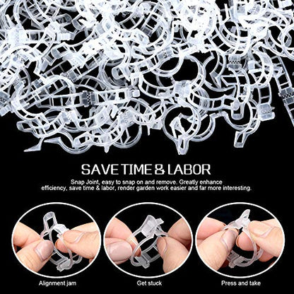 FANDAMEI 300 PCS Plant Support Clips, Plastic Garden Plant Ties, Tomato Clips Trellis for Tomato Cucumber Flower Squash Vine, 1” Inner Diameter for Climbing Plants