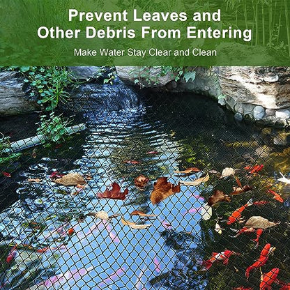 Pond Netting 15 x 20FT, Heavy Duty Pond Netting for Koi Ponds Fine Mesh Net - size: 15x20FT