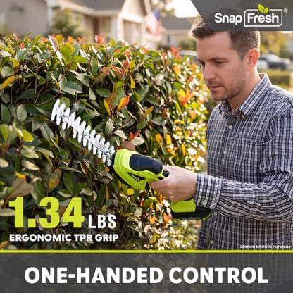 SnapFresh 20V Cordless 2-in-1 Hedge Trimmer & Grass Shears - color: Light Green