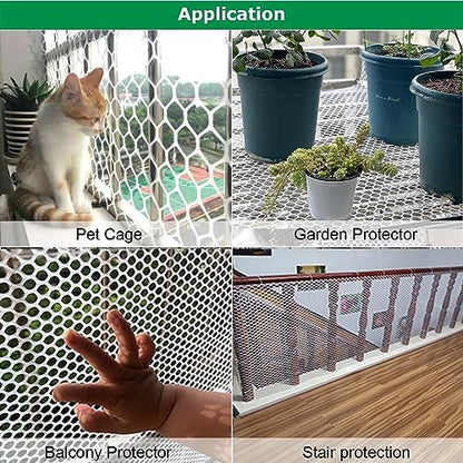 Plastic Chicken Wire Fencing 15.7IN x 66FT,Pet Barrier Netting,Durable Garden Mesh Fence Animal Barrier for Dogs, Rabbits, Poultry & Plant Protection,White - color: White, size: 15.7INx66FT