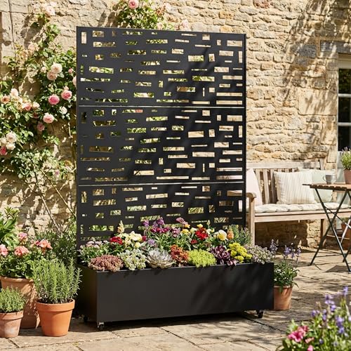 Metal Raised Garden Bed with Trellis and Wheels, 71"x47"x16" (Black-Gerald) - color: Black-gerald, size: 71"x47"x16"