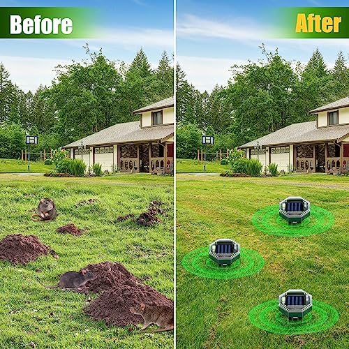 8Pack Solar Mole Repellent Ultrasonic Sonic Gopher Repellent Stakes for Lawns,IP65 Waterproof Ultrasonic Mole Repellent for Lawns,Sonic Vole Snake Armadillo Chipmunk Deterrent for Lawns 2026