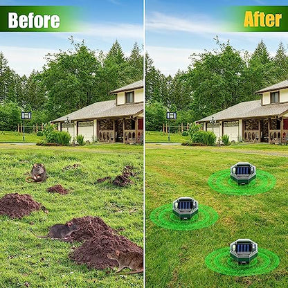 8Pack Solar Mole Repellent Ultrasonic Sonic Gopher Repellent Stakes for Lawns,IP65 Waterproof Ultrasonic Mole Repellent for Lawns,Sonic Vole Snake Armadillo Chipmunk Deterrent for Lawns 2026