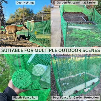 Deer Fence Netting, 5x100 Ft Plastic Mesh Fence Roll, Temporary Fence Green - color: Green, size: 5X100FT