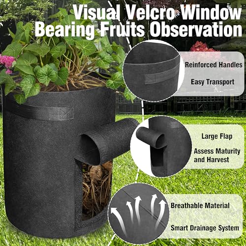Gardzen 6 Pack BPA-Free 10 Gallon Vegetable Grow Bags
